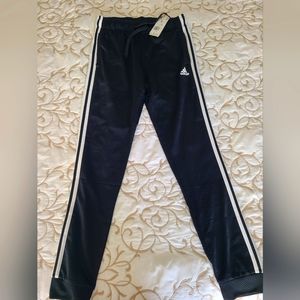 Adidas running pants, size S, black with white stripe s